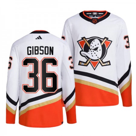 Mænd NHL Anaheim Ducks Trøje John Gibson 36 Adidas 2022-23 Hvid Reverse Retro 2.0 Authentic